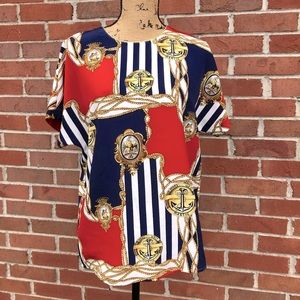 Vintage SK & Company Marine Nautical Short Sleeve